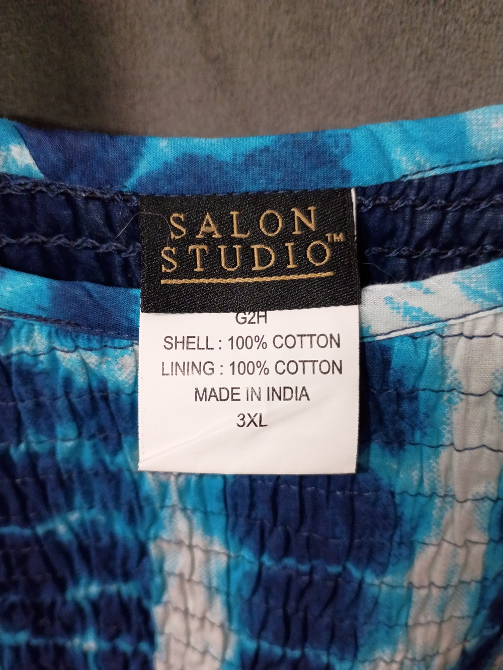Salon Studio Blue Tie-Dye Smocked Sleeveless Dress Size 3X NWOT P2P 26 In - Picture 3 of 5